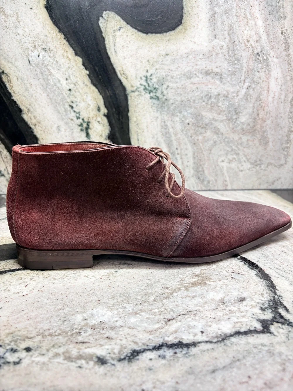 Santoni Fatte a Mano Burgundy Suede Chukka Boots Men’s 8.5 UK 9.5 US Italy